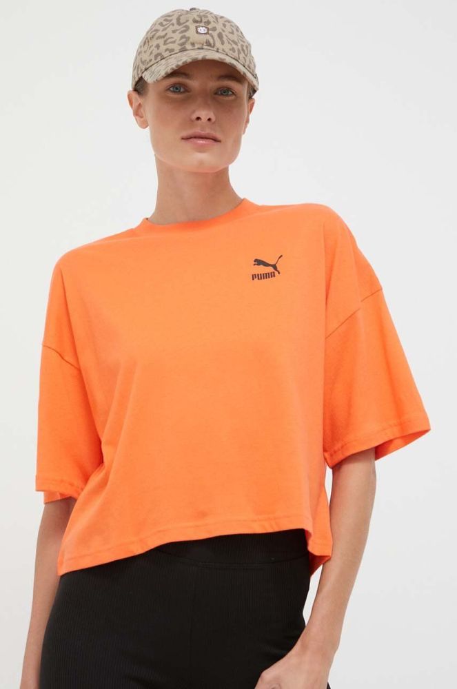 Бавовняна футболка Puma колір помаранчевий
