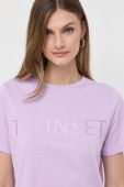 Бавовняна футболка Twinset колір фіолетовий