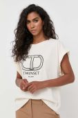 Бавовняна футболка Twinset колір бежевий