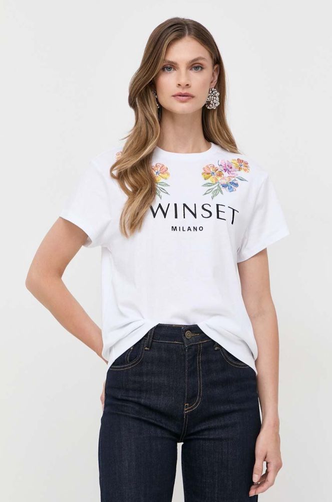 Бавовняна футболка Twinset колір білий (3483002)