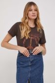 Бавовняна футболка Pepe Jeans жіночий колір коричневий