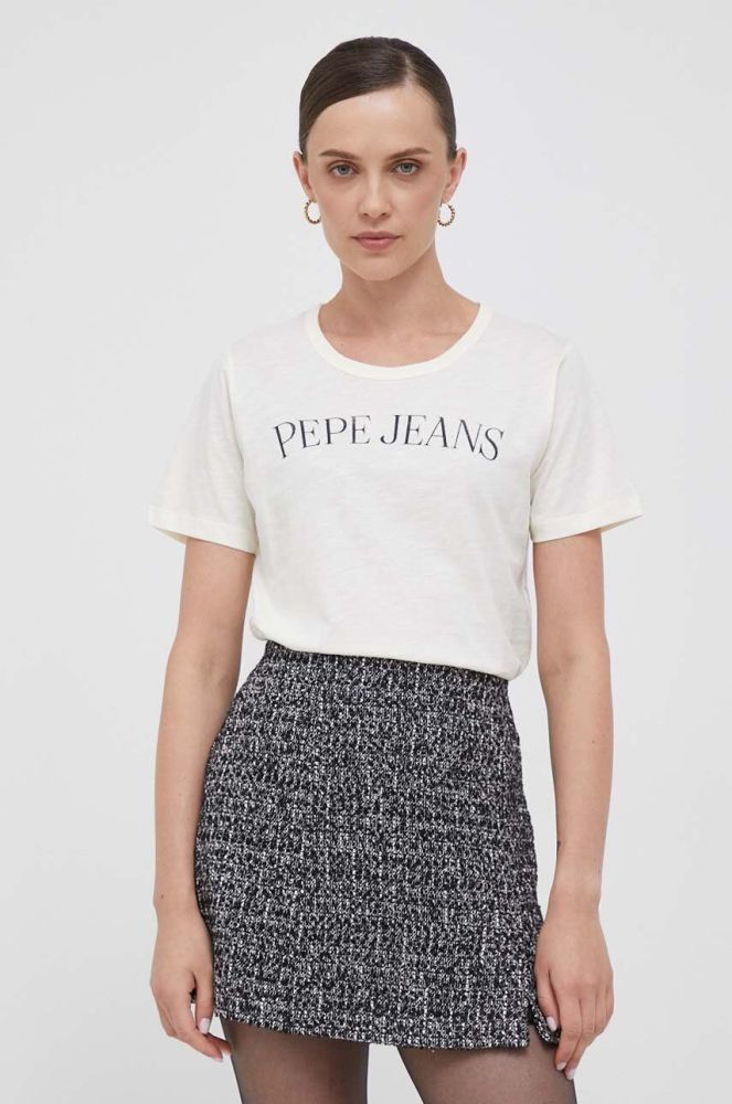 Бавовняна футболка Pepe Jeans колір бежевий (3464010)