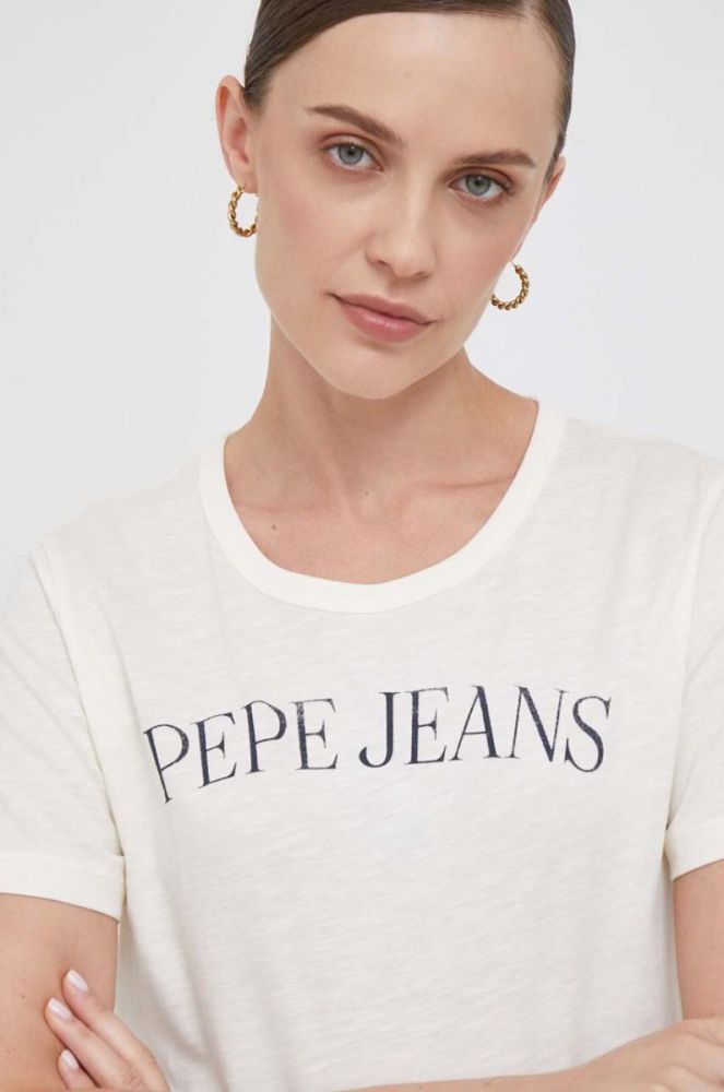 Бавовняна футболка Pepe Jeans колір бежевий (3464010) фото 4