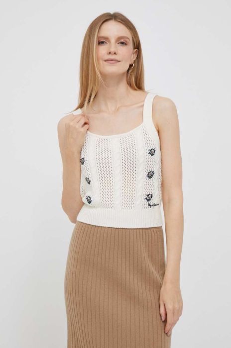 Топ з домішкою вовни Pepe Jeans Emalynn колір бежевий