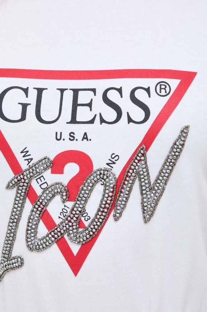 Бавовняна футболка Guess жіночий колір білий фото 5