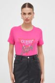 Бавовняна футболка Guess жіночий колір рожевий