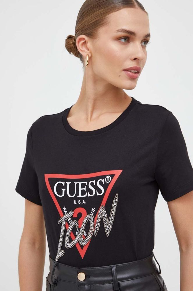 Бавовняна футболка Guess жіночий колір чорний (3615257)