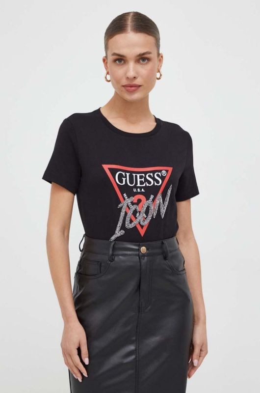 Бавовняна футболка Guess жіночий колір чорний (3615257) фото 2