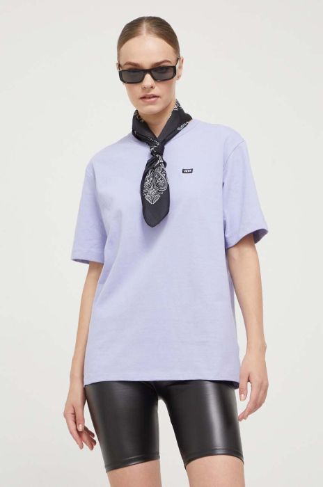 Бавовняна футболка Vans колір фіолетовий (3508460)