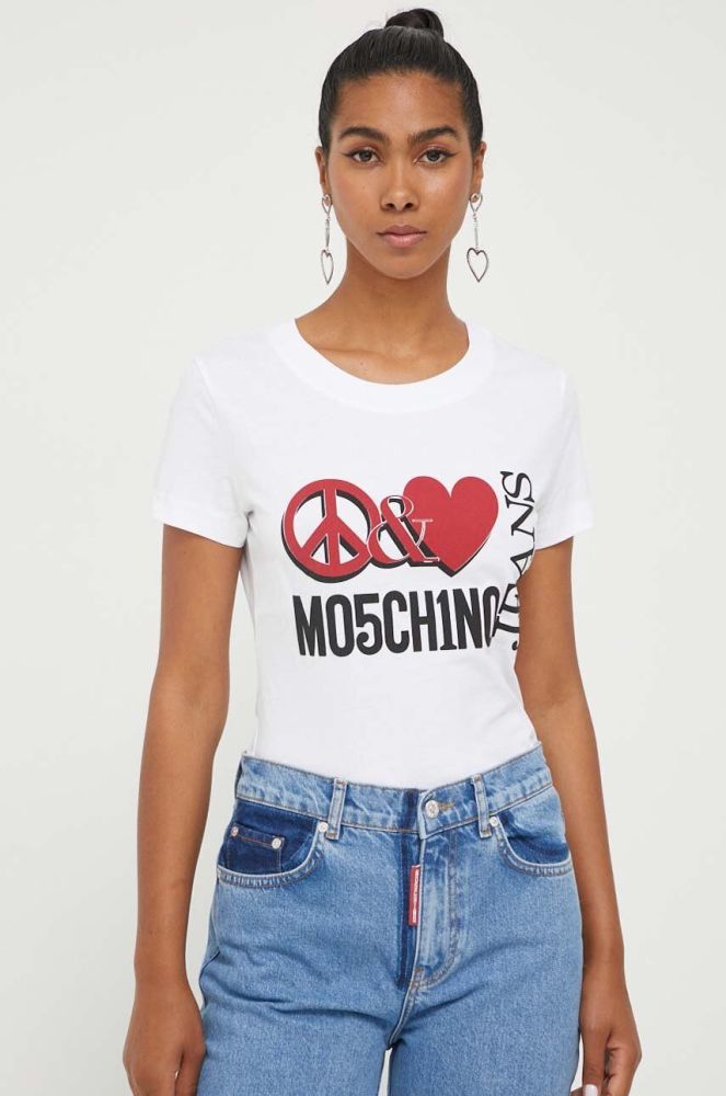 Бавовняна футболка Moschino Jeans колір білий (3403050)
