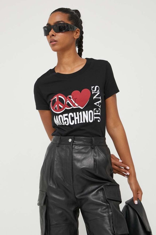 Бавовняна футболка Moschino Jeans колір чорний (3403054)