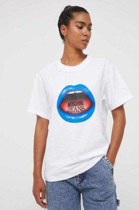 Бавовняна футболка Moschino Jeans колір білий (3403059)