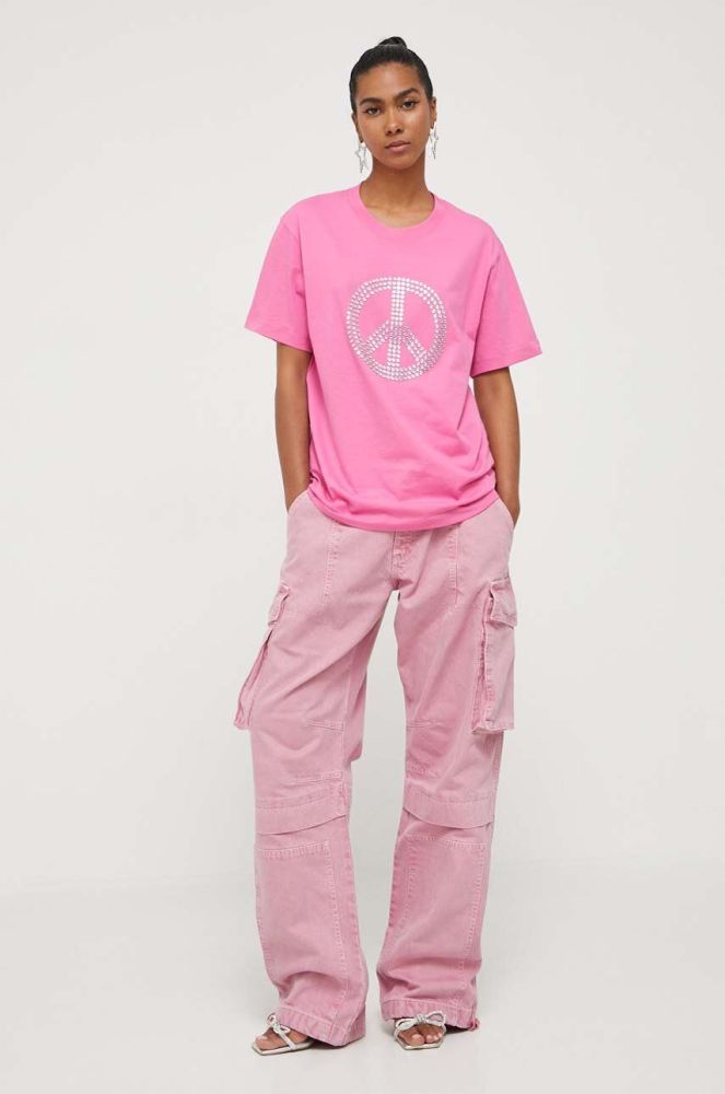 Бавовняна футболка Moschino Jeans колір рожевий (3403062)