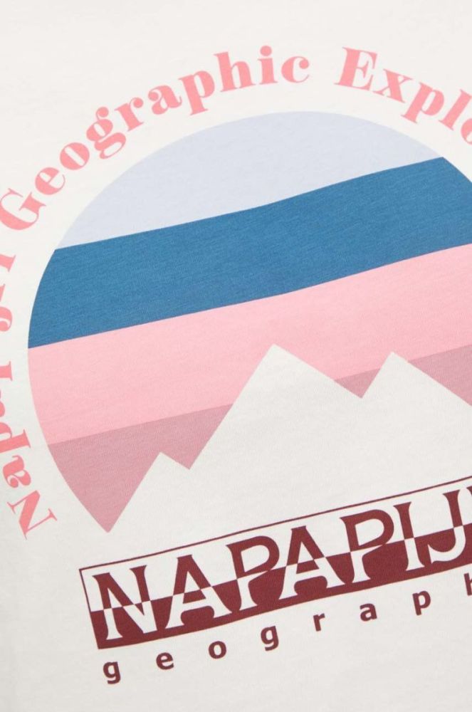 Бавовняна футболка Napapijri колір бежевий (3508482) фото 5