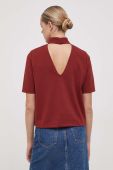 Футболка United Colors of Benetton жіночий колір бордовий півгольф