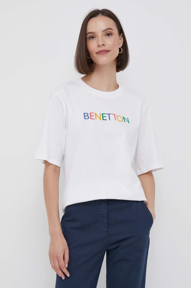 Бавовняна футболка United Colors of Benetton колір білий (3416966)