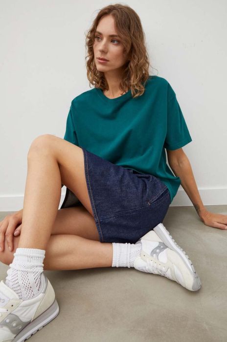 Бавовняна футболка American Vintage колір зелений