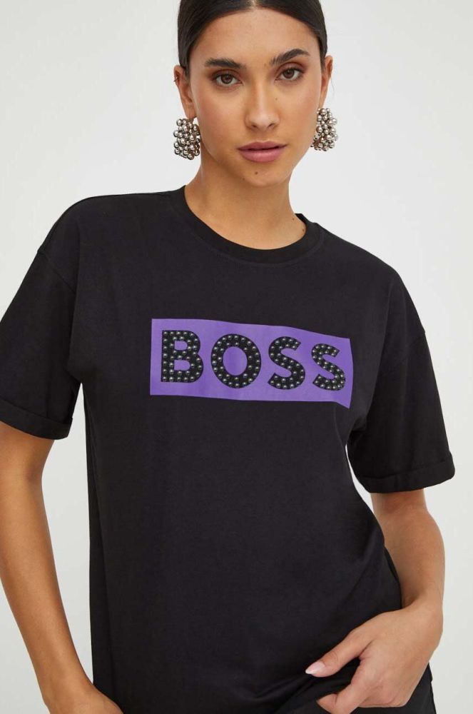 Бавовняна футболка Boss Orange BOSS ORANGE жіноча колір чорний