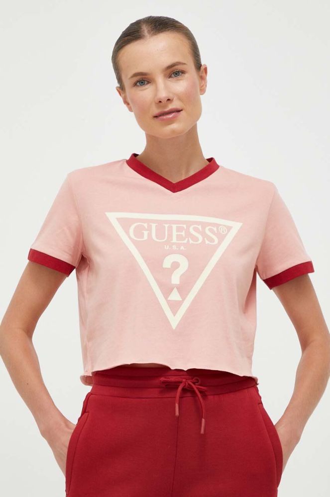 Бавовняна футболка Guess колір рожевий (3520620)