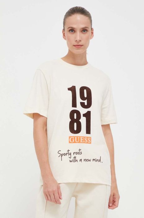 Бавовняна футболка Guess колір бежевий (3534840)