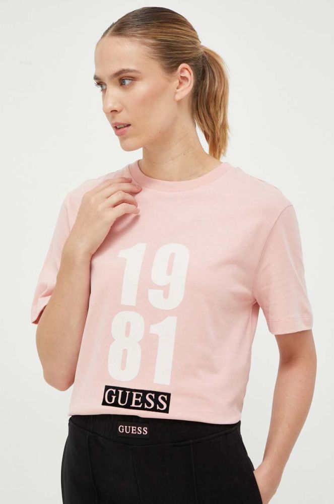 Бавовняна футболка Guess колір рожевий (3534845)