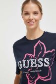 Бавовняна футболка Guess жіночий колір синій