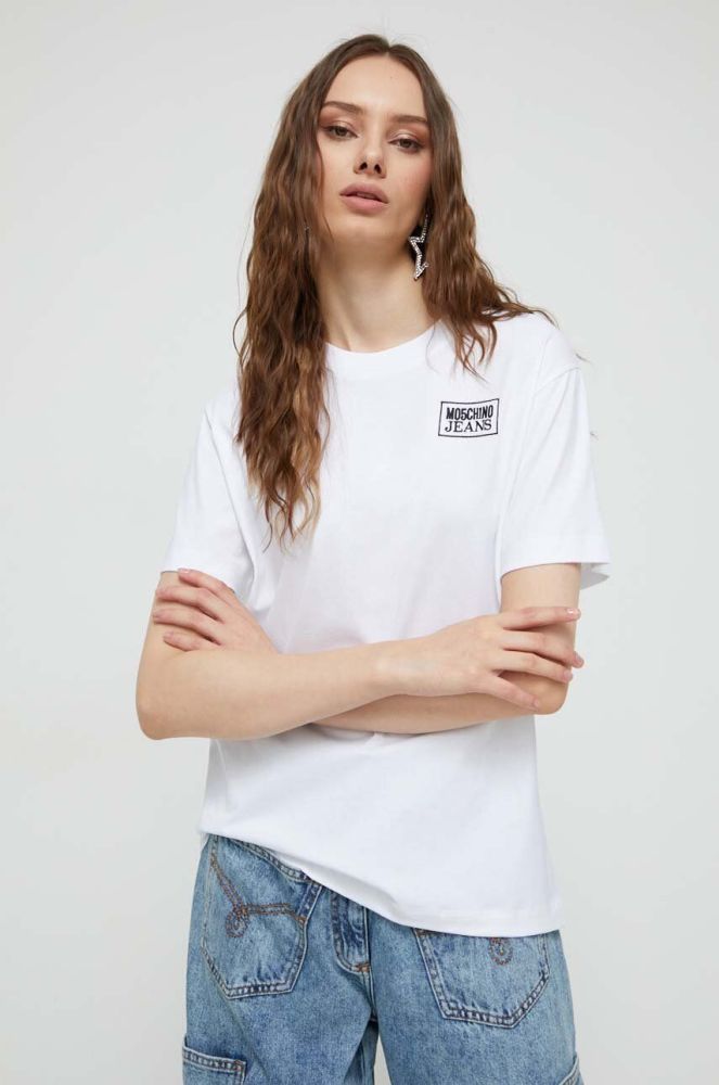 Бавовняна футболка Moschino Jeans колір білий (3493871)