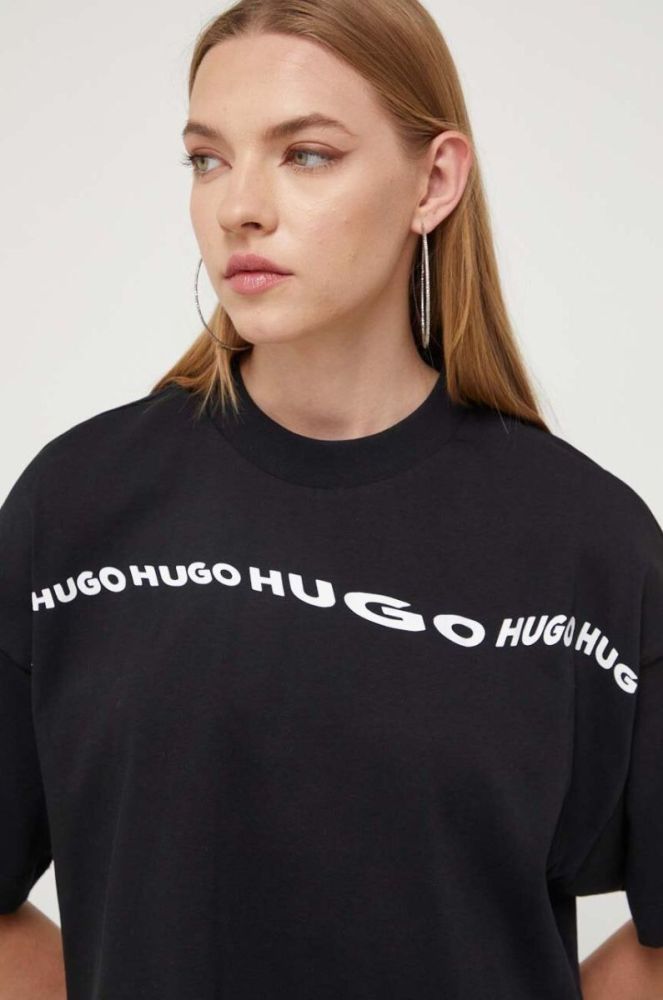 Бавовняна футболка HUGO колір чорний (3520641) фото 4