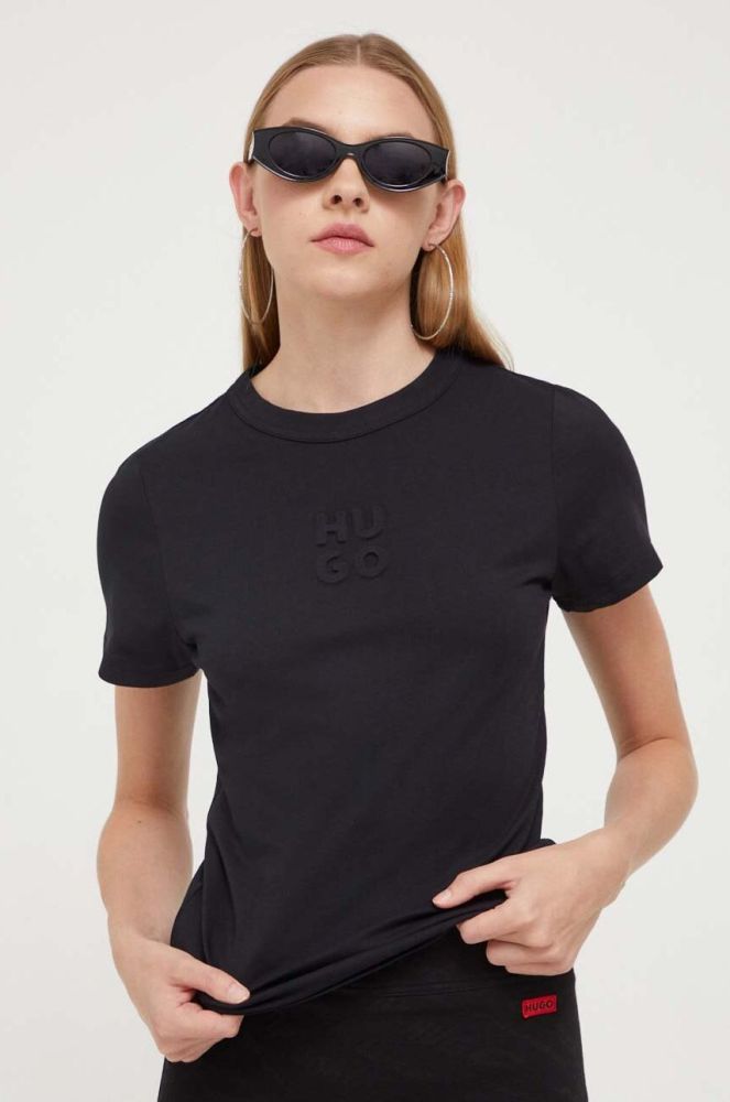 Бавовняна футболка HUGO колір чорний (3483021)