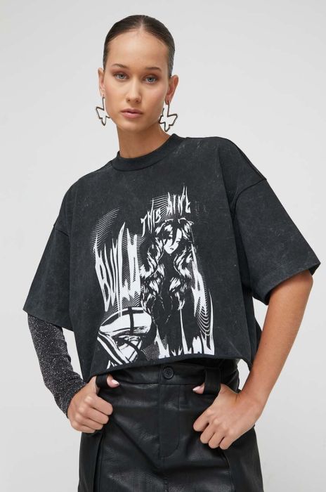 Бавовняна футболка HUGO x Bella Poarch жіноча колір сірий