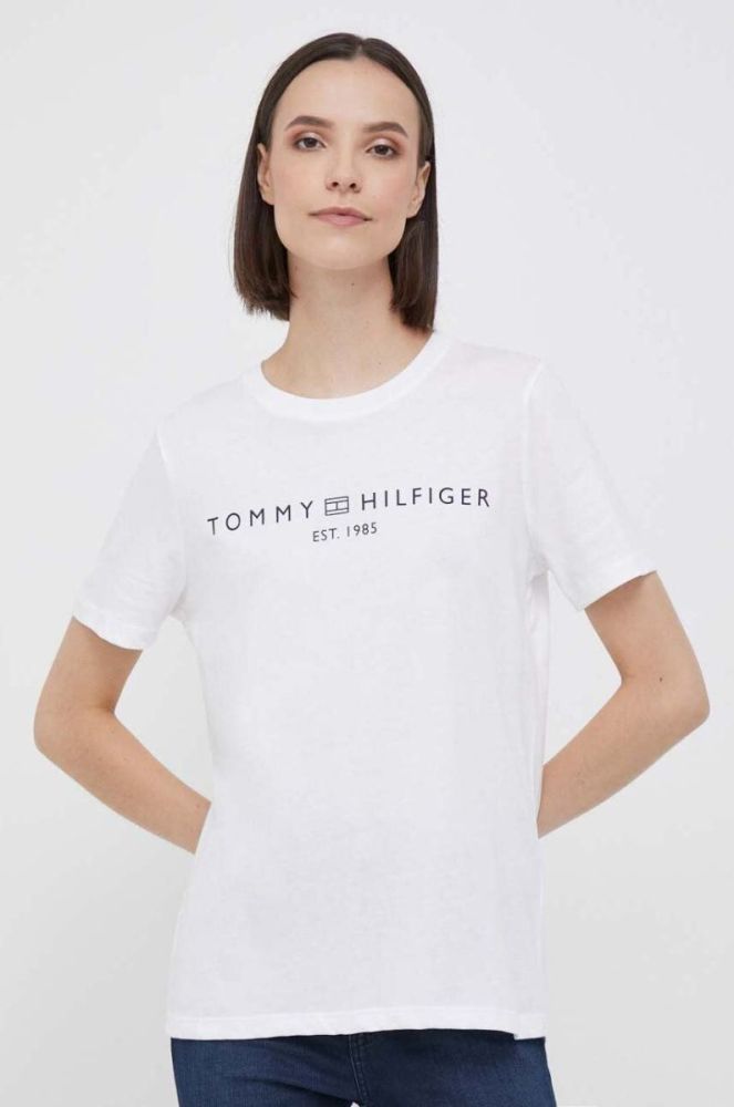 Бавовняна футболка Tommy Hilfiger жіночий колір білий (3432696) фото 4