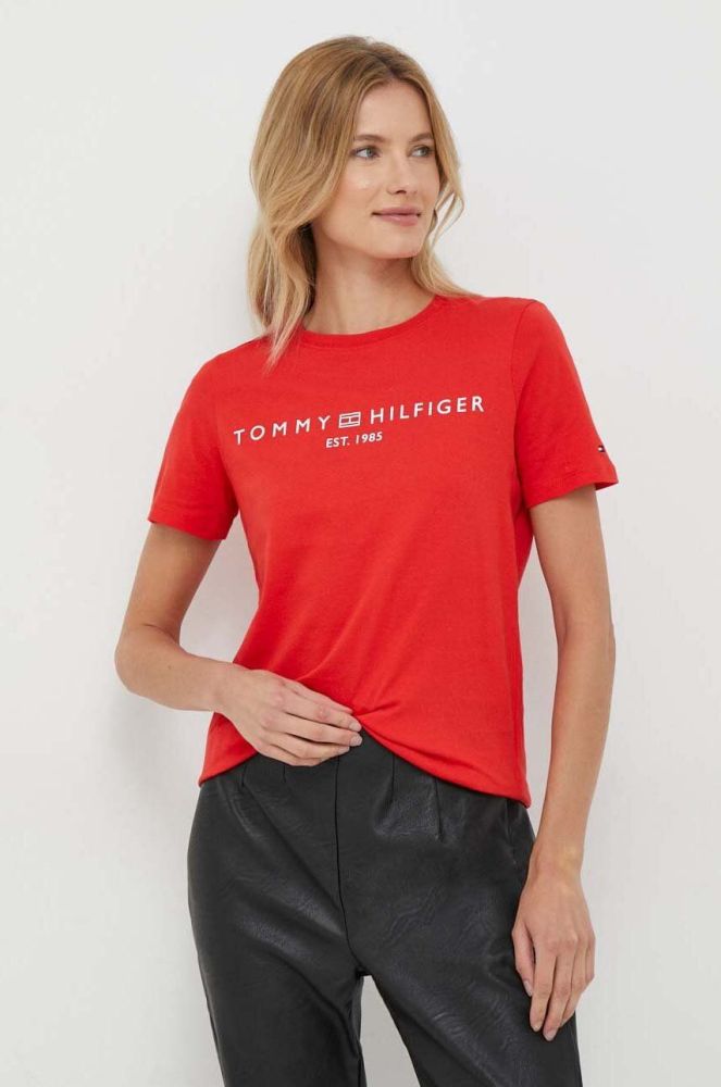 Бавовняна футболка Tommy Hilfiger жіночий колір червоний (3432702)