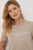 Бавовняна футболка Tommy Hilfiger жіночий колір бежевий