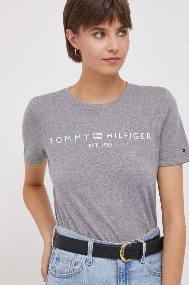 Бавовняна футболка Tommy Hilfiger жіночий колір сірий (3619257)