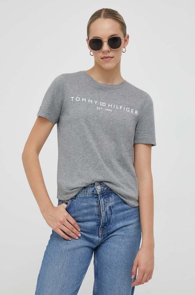 Бавовняна футболка Tommy Hilfiger жіночий колір сірий (3432691)