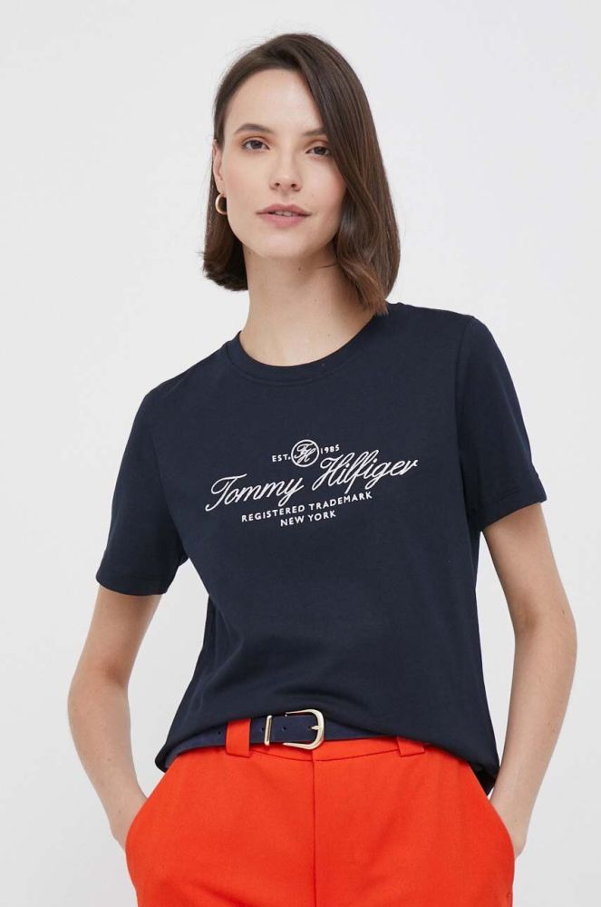 Бавовняна футболка Tommy Hilfiger колір синій (3435277)