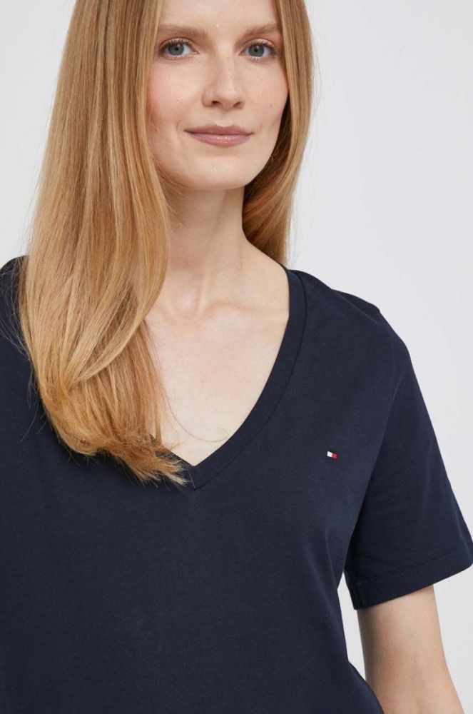 Бавовняна футболка Tommy Hilfiger жіночий колір синій (3478411) фото 4