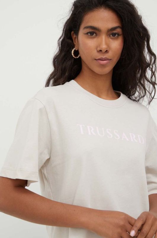Бавовняна футболка Trussardi колір бежевий