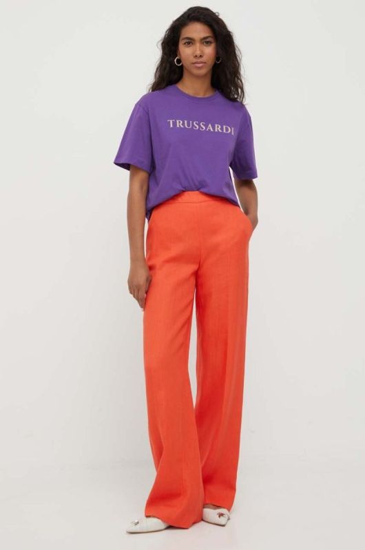 Бавовняна футболка Trussardi колір фіолетовий фото 2