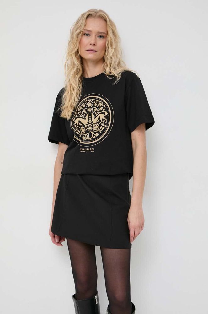 Бавовняна футболка Trussardi жіночий колір чорний (3679577)