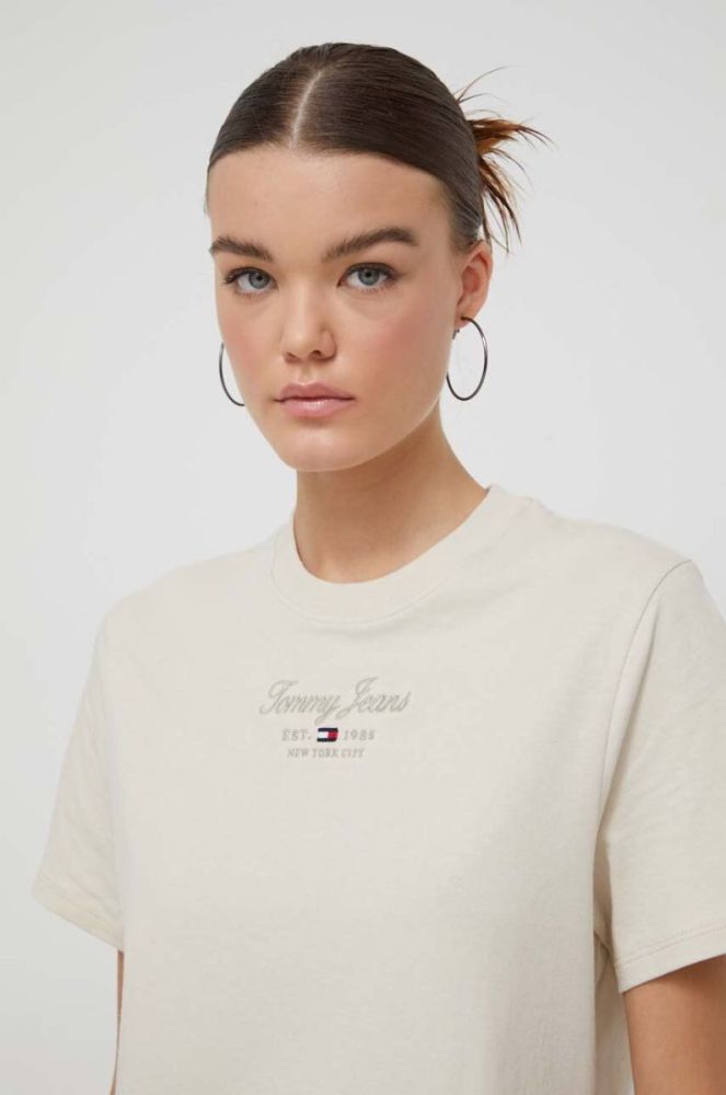 Бавовняна футболка Tommy Jeans колір бежевий (3578641) фото 4