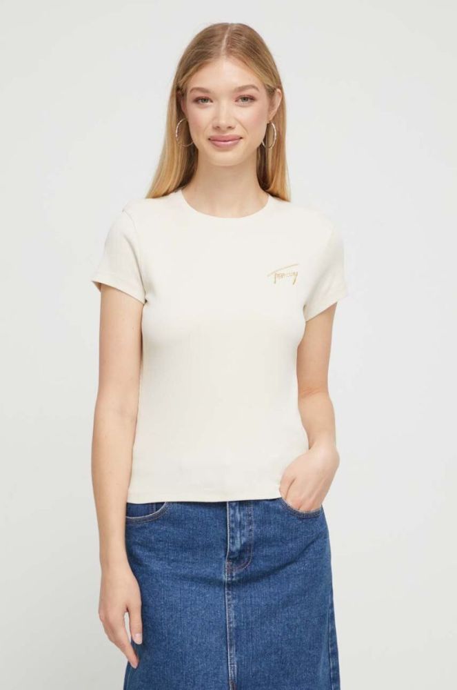 Футболка Tommy Jeans жіночий колір бежевий (3593955) фото 4