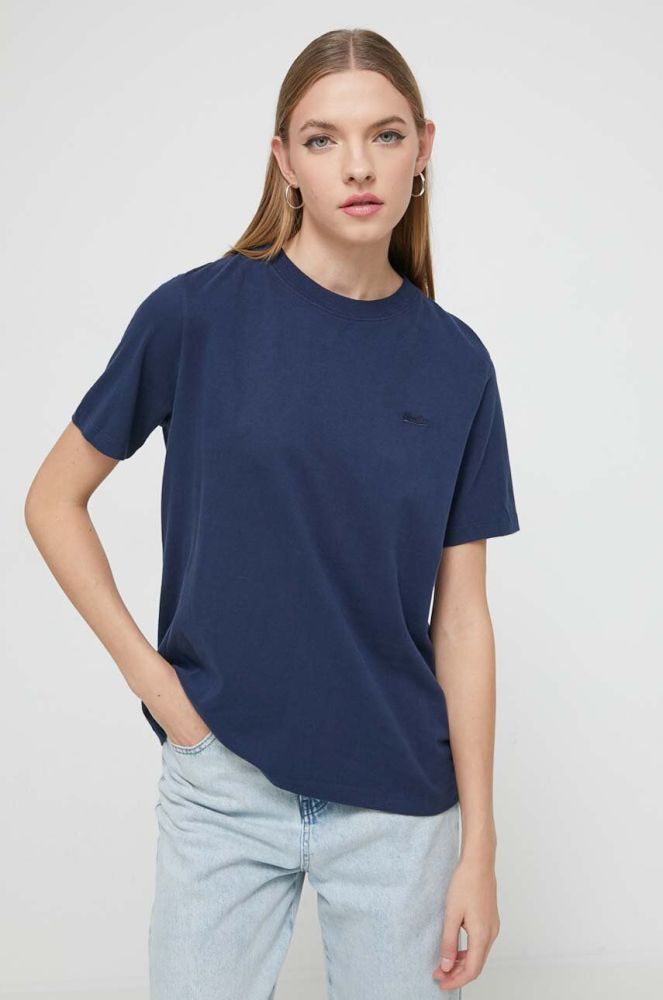 Бавовняна футболка Superdry жіночий колір синій