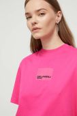 Бавовняна футболка Karl Lagerfeld Jeans колір рожевий