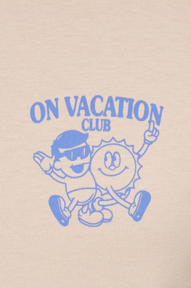 Бавовняна футболка On Vacation жіночий колір бежевий фото 5