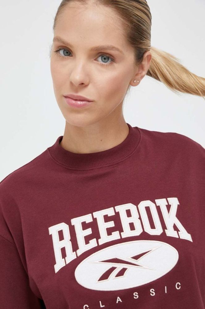 Бавовняна футболка Reebok Classic колір бордовий фото 4