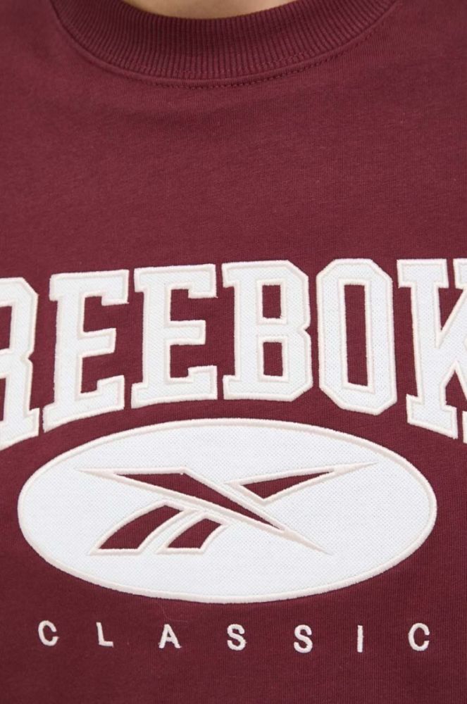 Бавовняна футболка Reebok Classic колір бордовий фото 5
