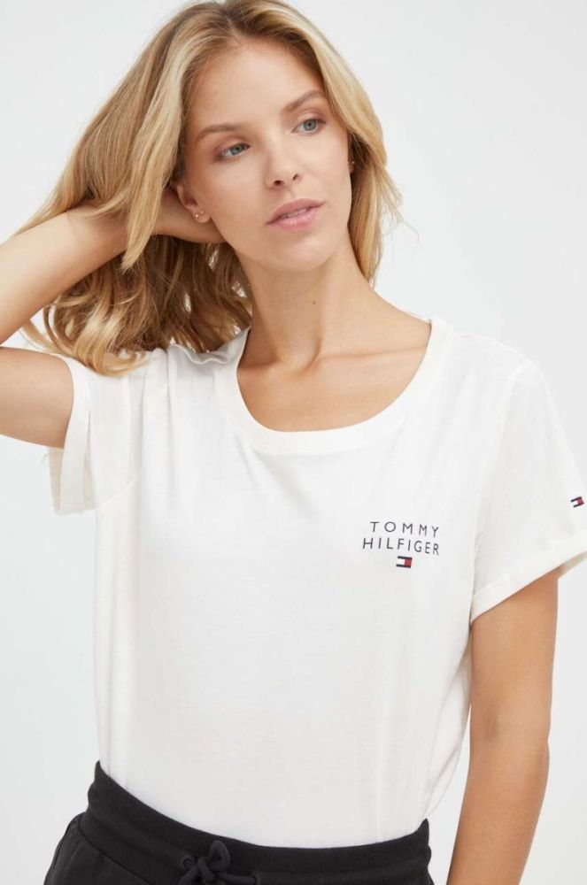 Бавовняна футболка lounge Tommy Hilfiger колір бежевий фото 4