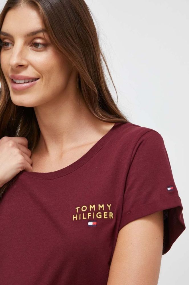 Бавовняна футболка lounge Tommy Hilfiger колір бордовий фото 4