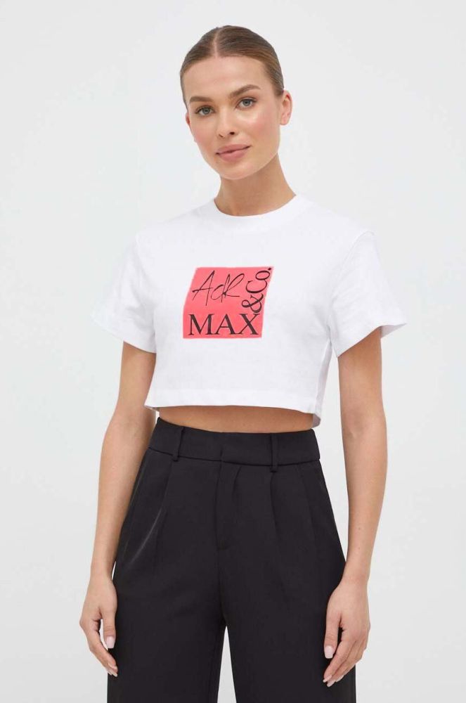 Бавовняна футболка MAX&Co. x Anna Dello Russo жіноча колір білий